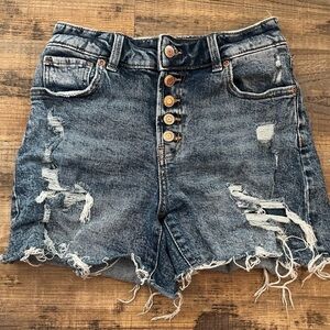 Maurices Blue Jean Shorts Super High Rise Distressed